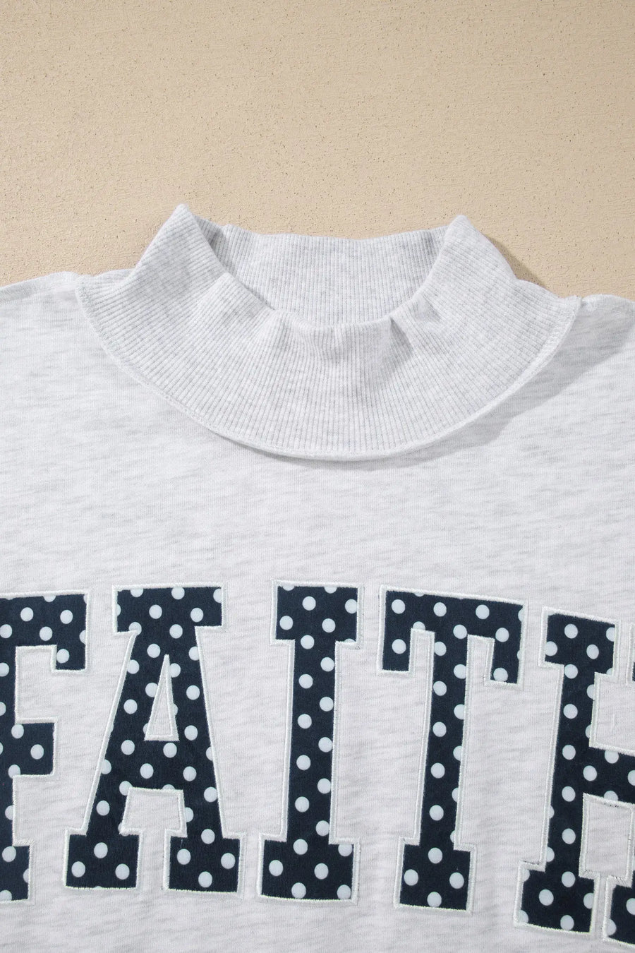 Light Grey Polka Dot Slogan High Neck Baggy Sweatshirt