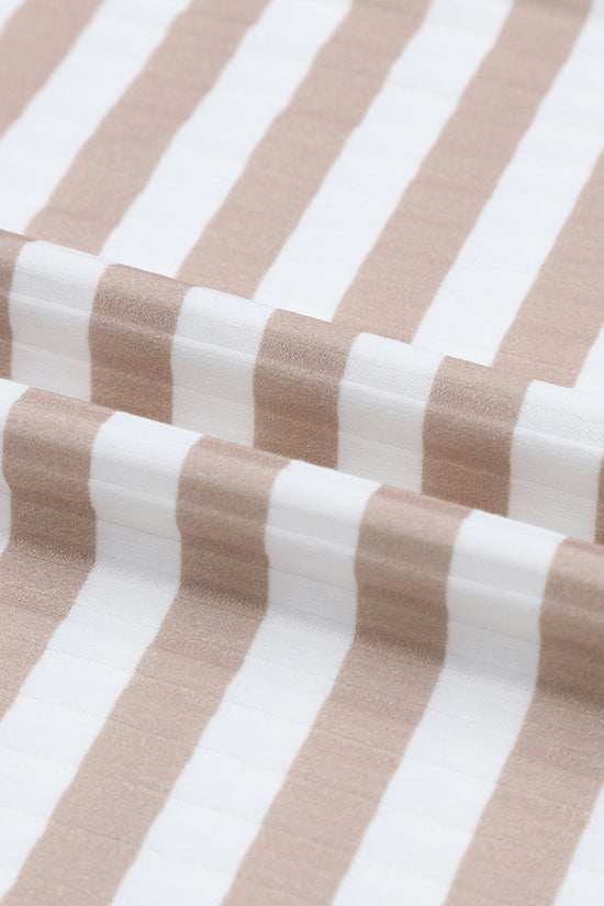 Striped Textured Knit Long Sleeve Tee