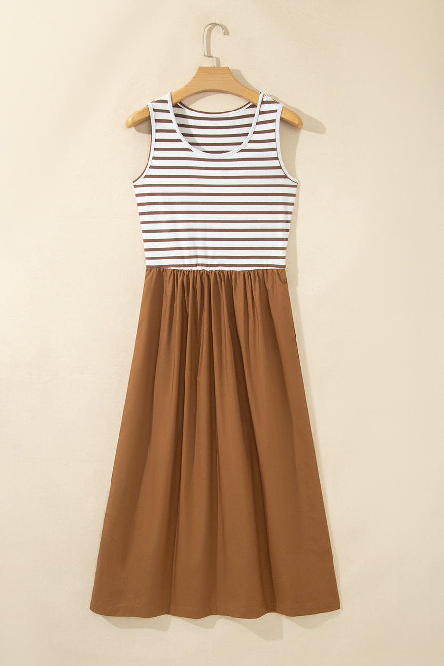 Striped Colourblock Sleeveless A-Line Maxi Dress Women UK