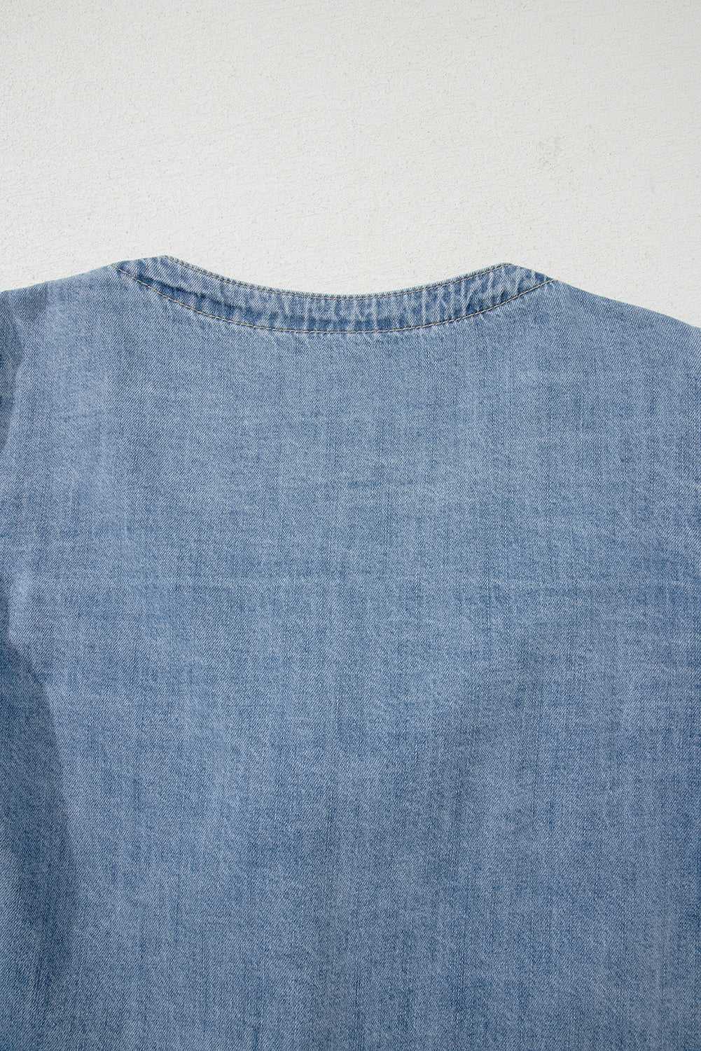 Blue Ties Puff Denim Top