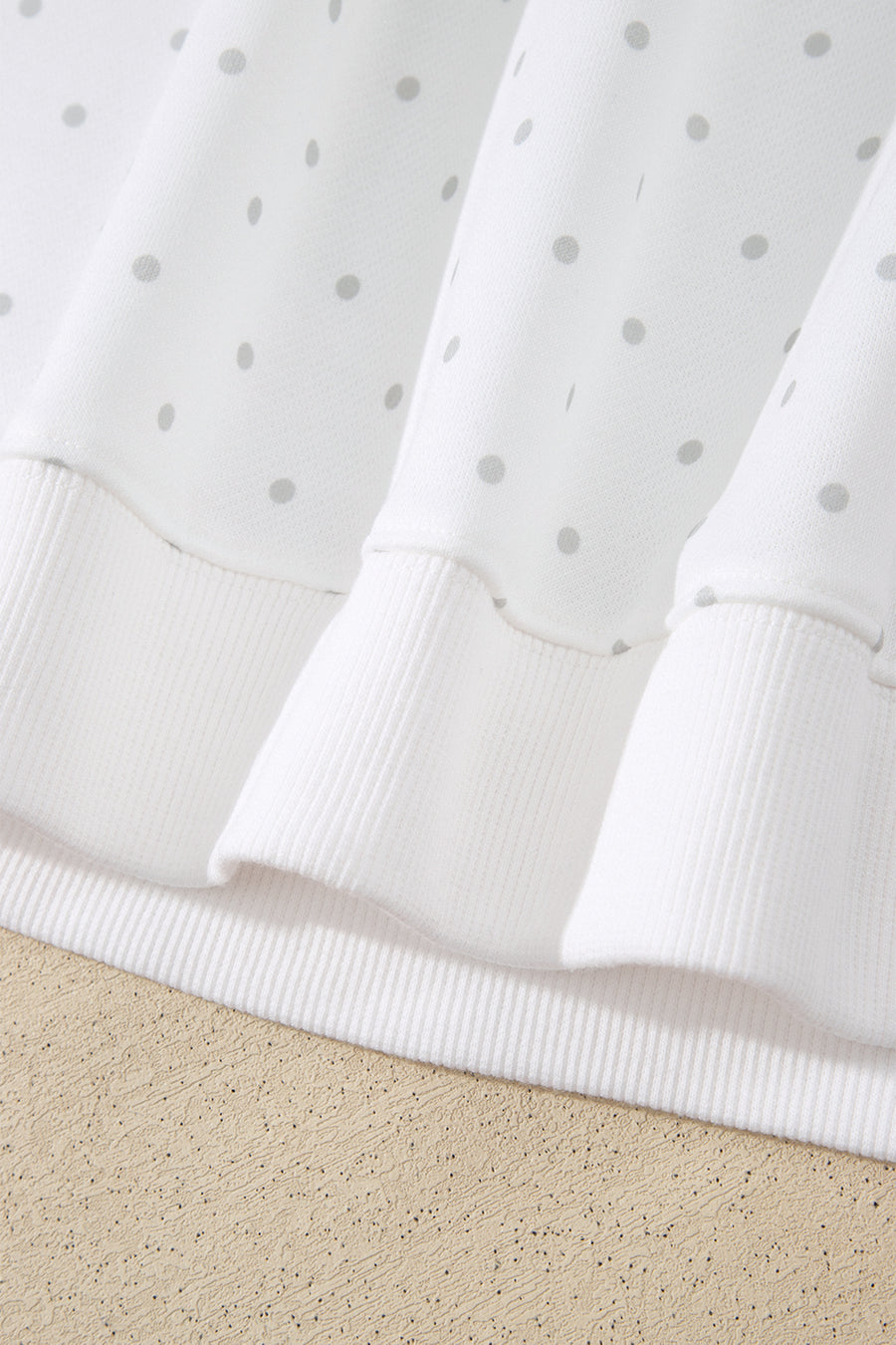 White Polka Dot Stripe Casual Sweatshirt & Shorts Set