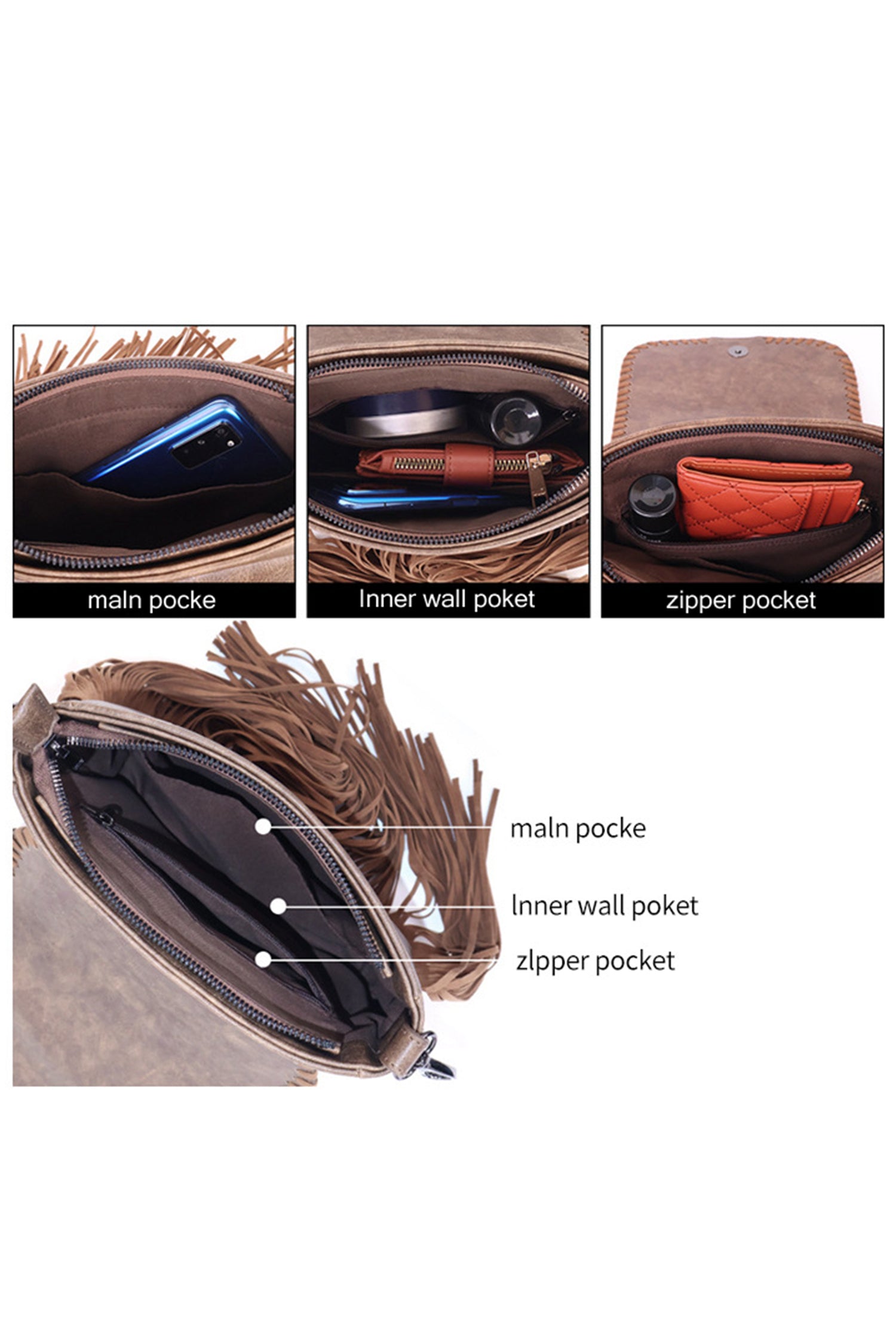 Western Aztec Bohemian Tassel Shoulder Bag Women UK