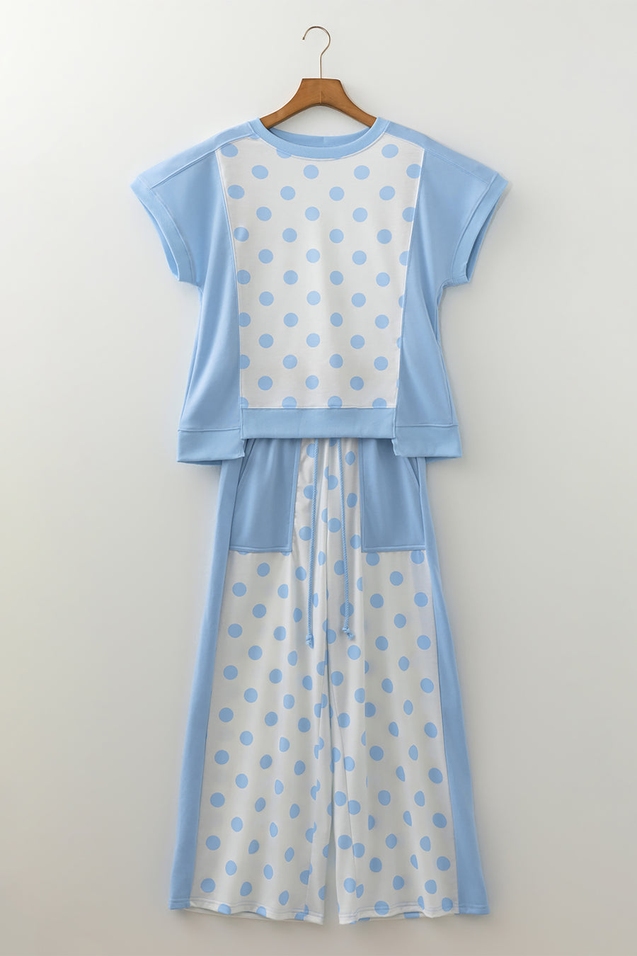 Colour Block Polka Dot Wide Leg Pant Set Women UK