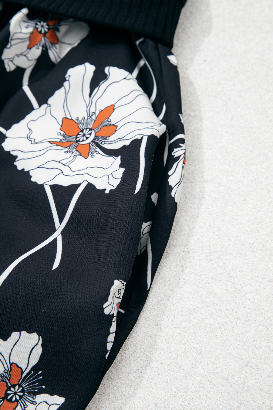 Black Floral Print Long Sleeve Round Neck Plus Size Dress Women UK