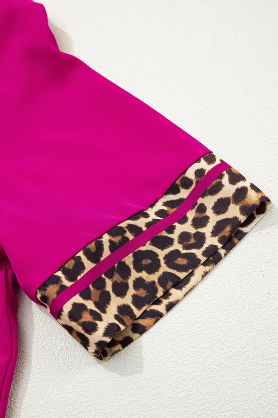 Leopard patchwork split v-neck short sleeve blouse blouses