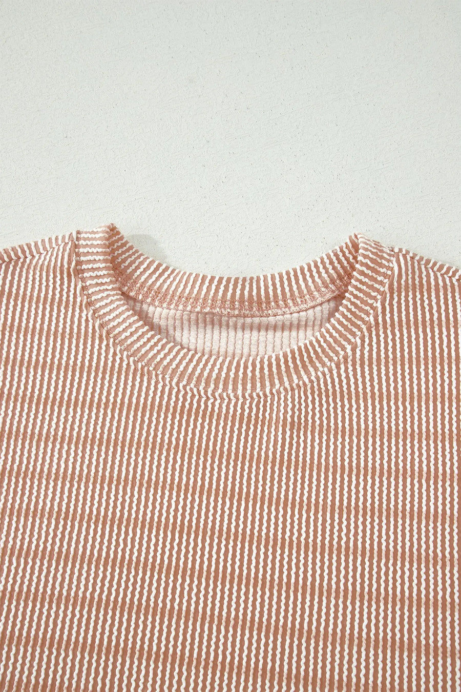 Stripe raised rib loose tee and shorts set back view | Fashionfitz UK