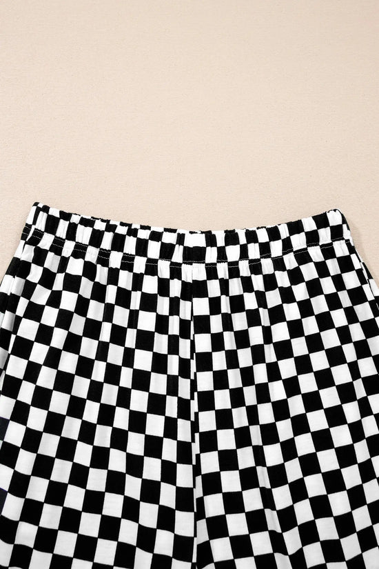Checkered print half sleeve tee & lounge pants 2-piece loungewear set