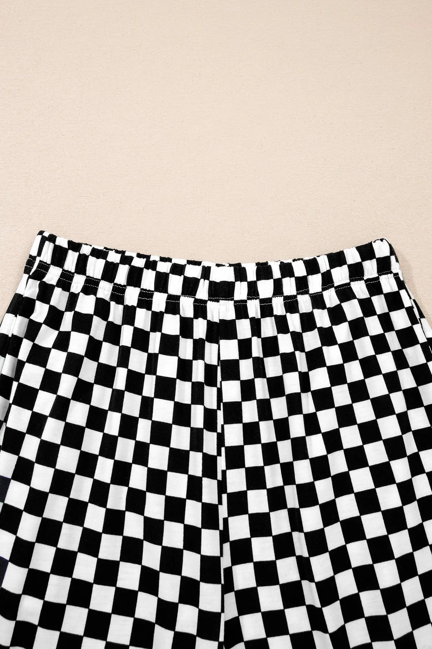 Checkered print half sleeve tee & lounge pants 2-piece loungewear set