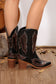 Western Boots - Black Embroidered Vegan Leather