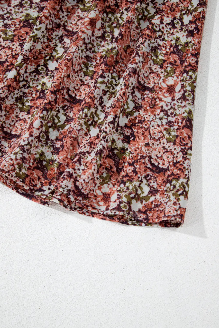 Brown Floral Split Front Tiered Frilled V Neck Midi Dress Women UK
