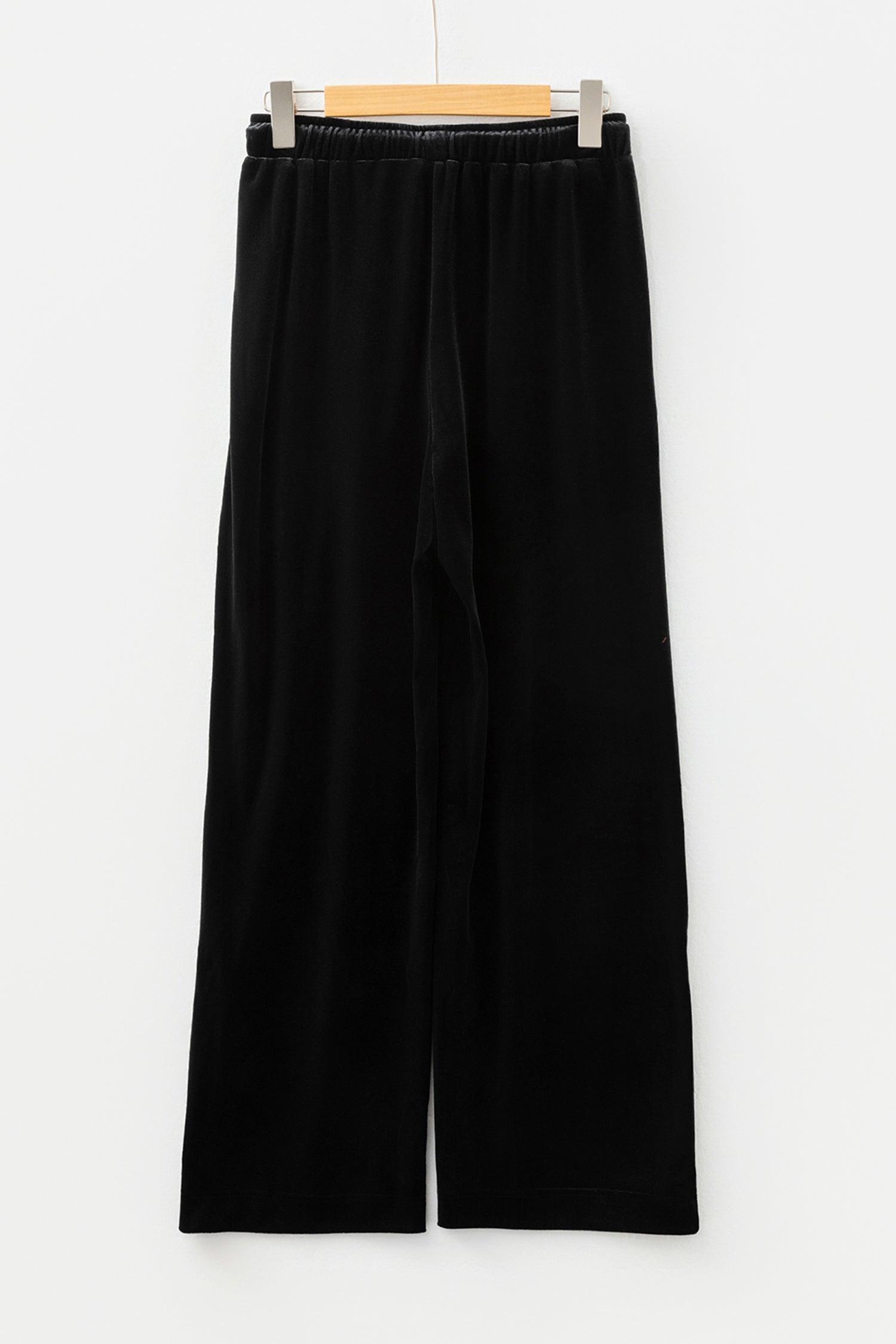 Black Velvet Straight‑Leg Drawstring Trousers