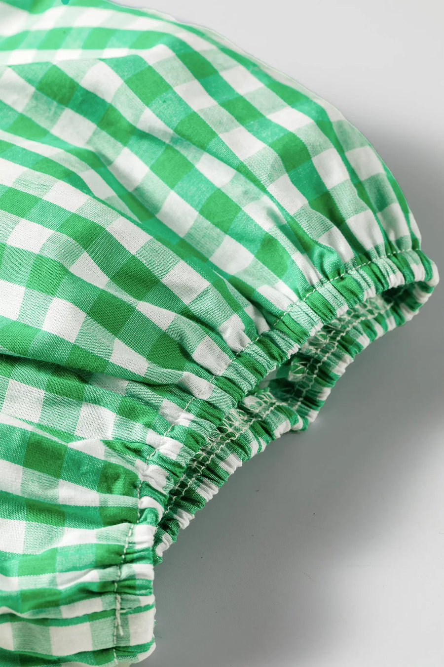 Gingham Plaid Bubble Sleeve Colourblock Blouse Women UK