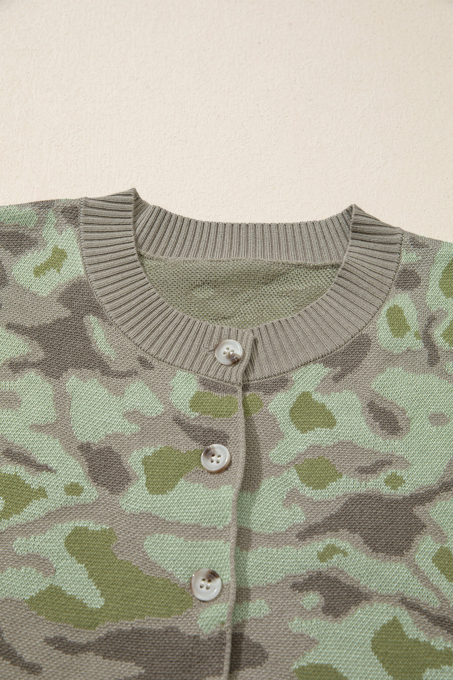 Camo Print Button Front Loose Sweater Vest Women UK