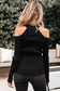 Black Cold Shoulder Choker Neck Sweater