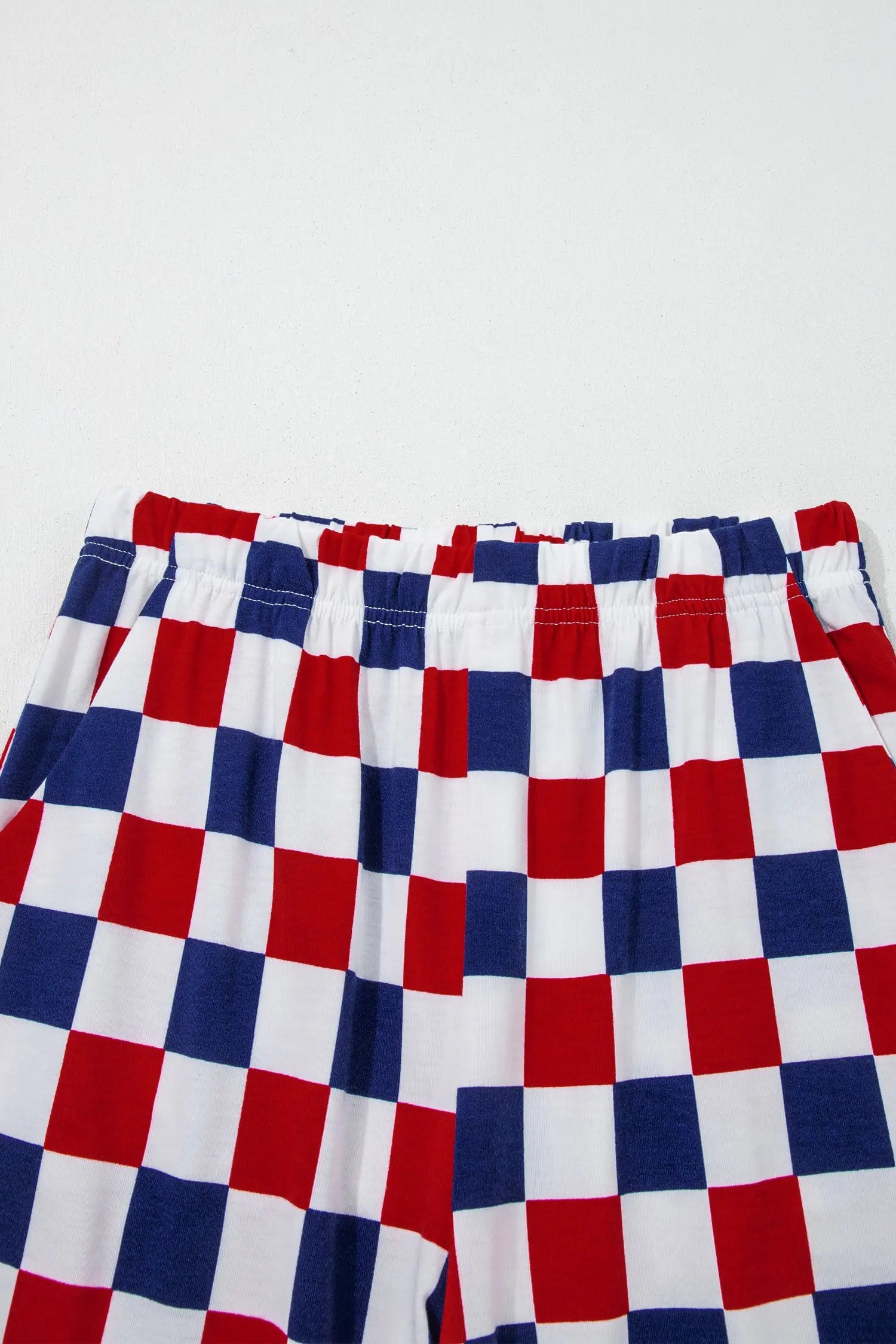 2-tone checked print high waist wide leg trousers with pockets