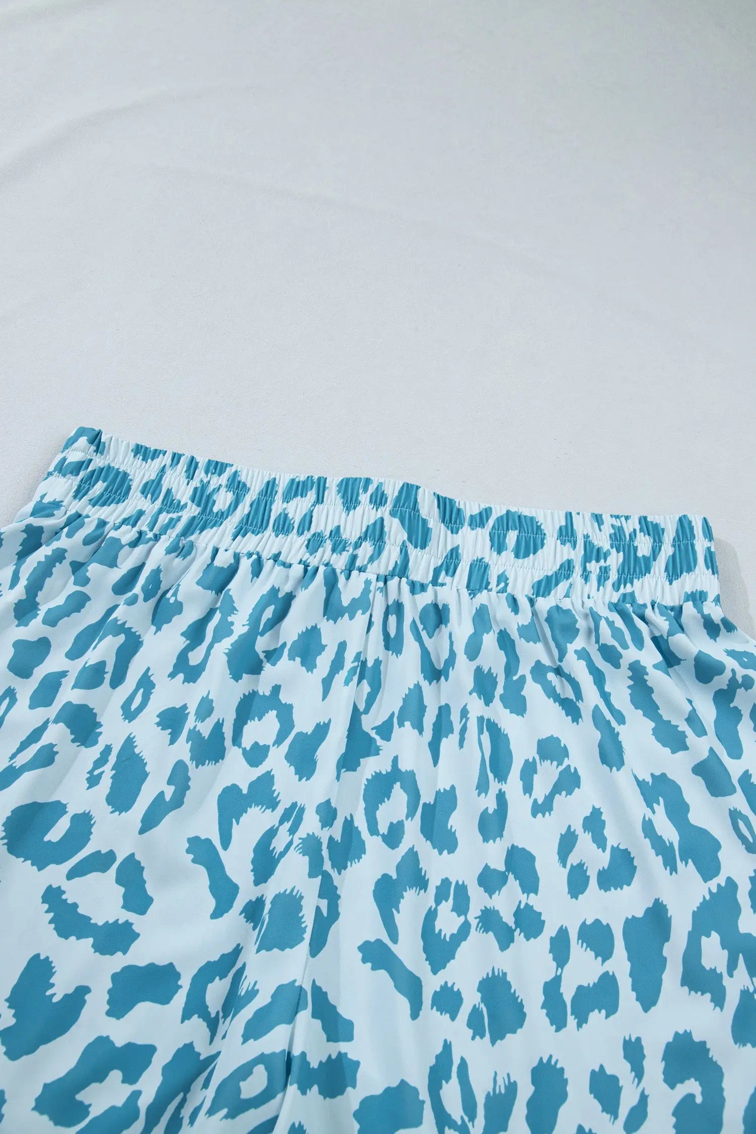 Beau blue plus size leopard elastic waist athletic shorts
