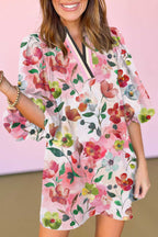 Floral Contrast Shift Dress