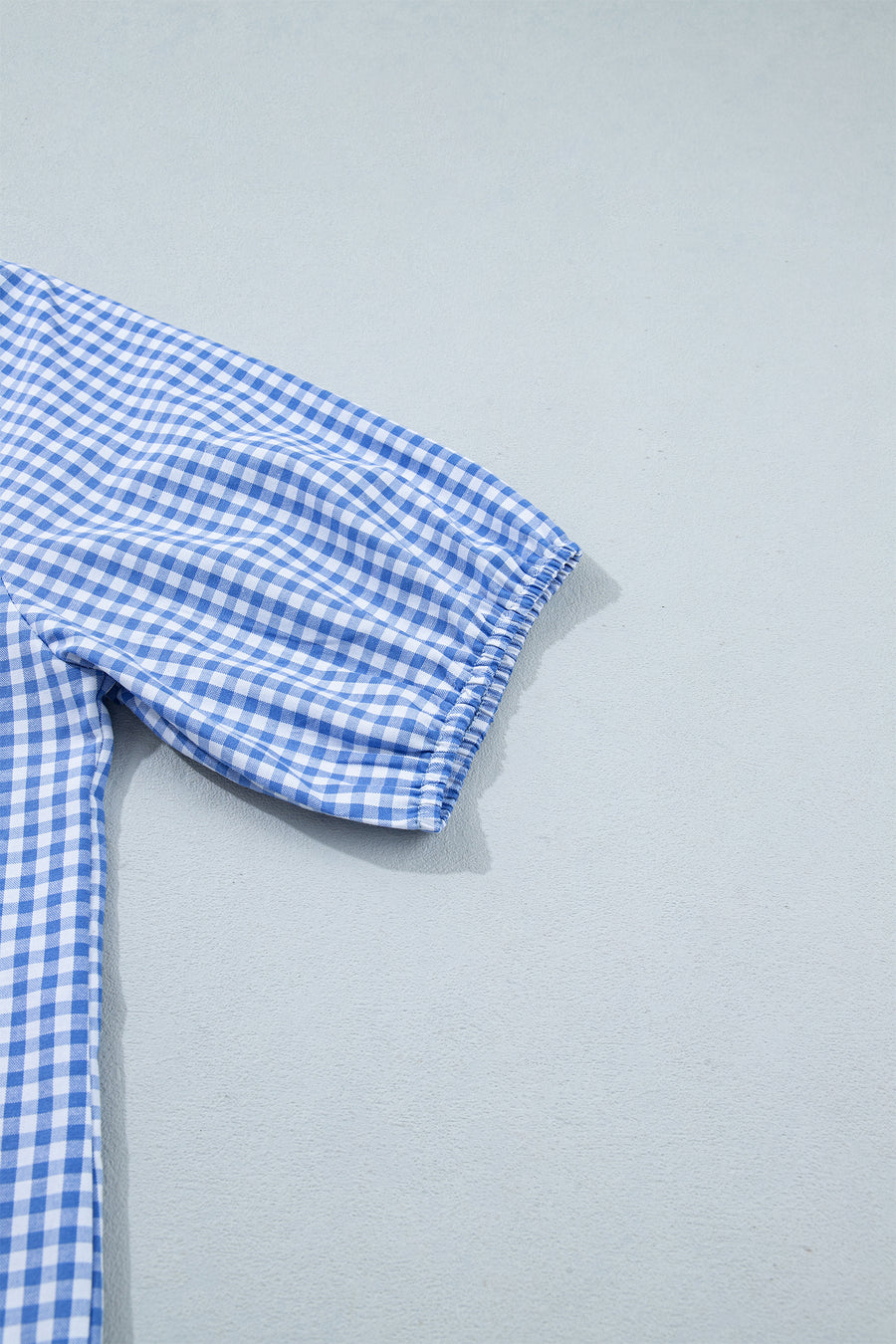 Summer Plaid V-Neck Puff Sleeve Blouse Women UK