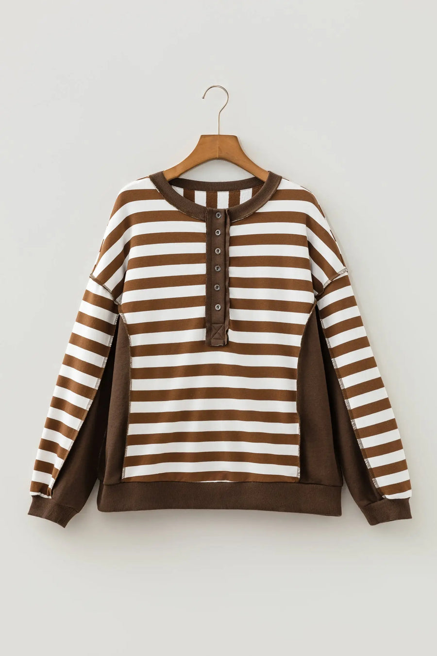 Stripe Exposed Seam Colorblock Patchwork Sweatshirt