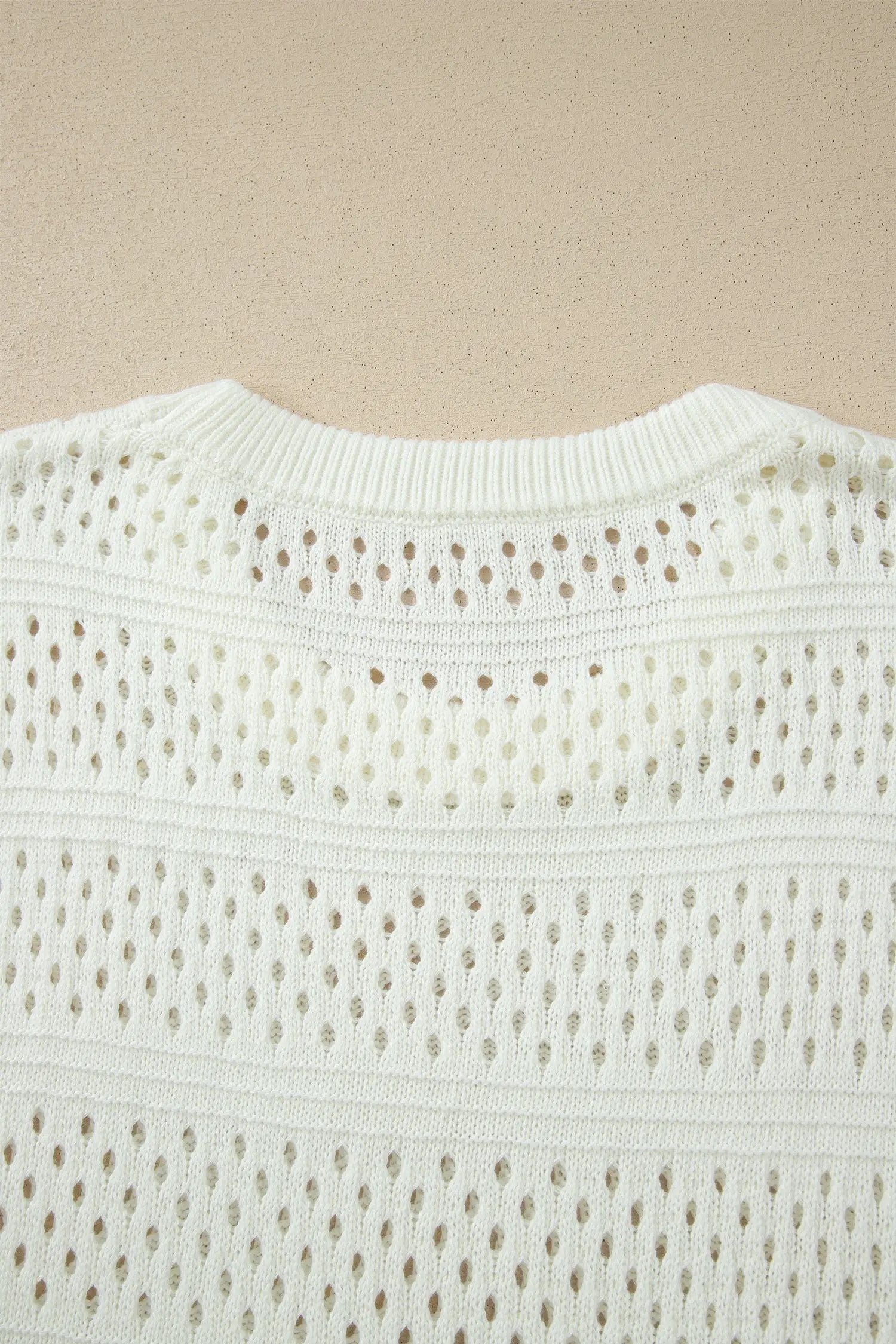 Plus size eyelet hollow out knit short sleeve sweater women uk | fashionfitz