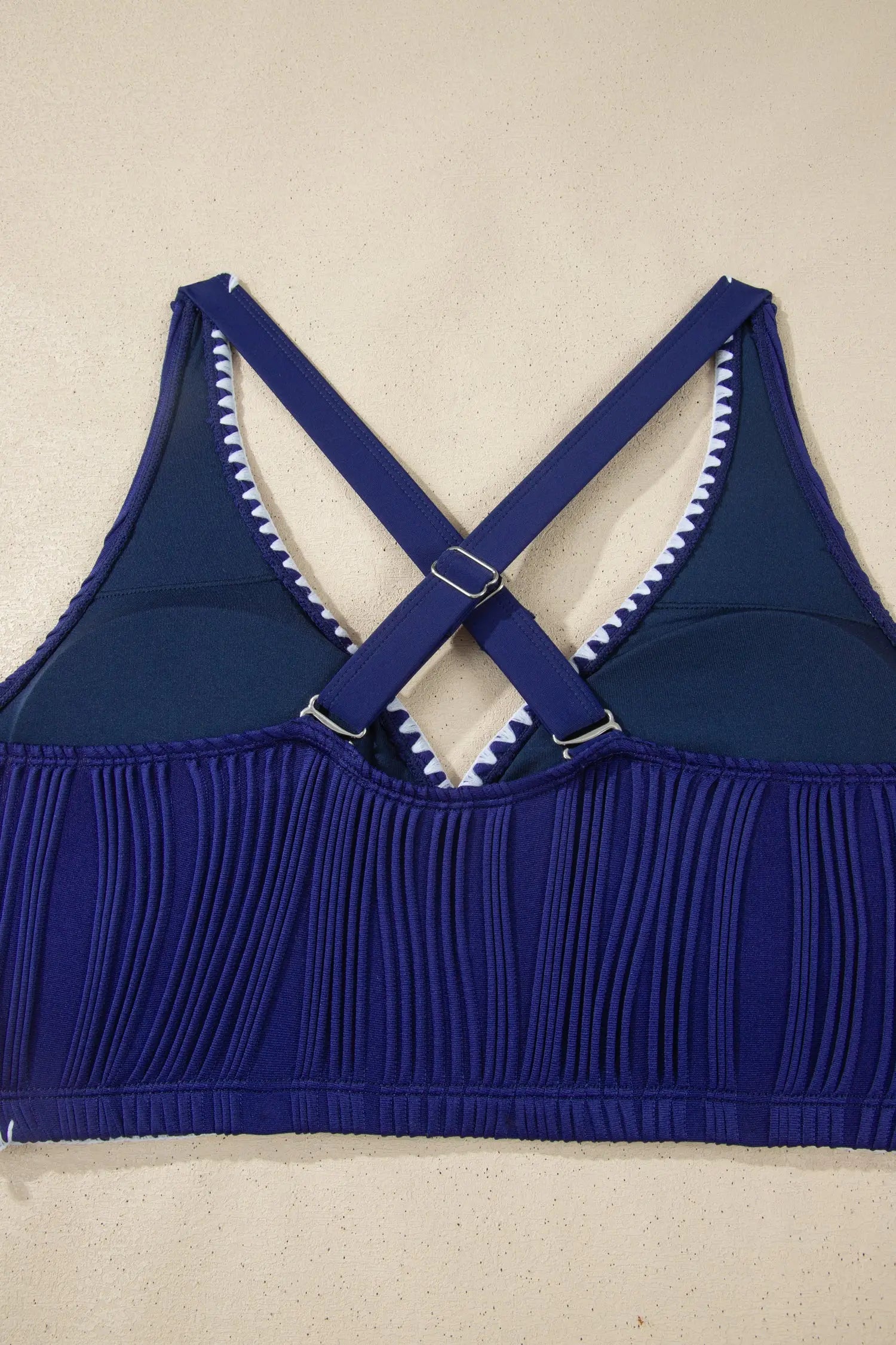 Shell stitch v neck high waist bikini set adjustable straps removable pads classic bikinis