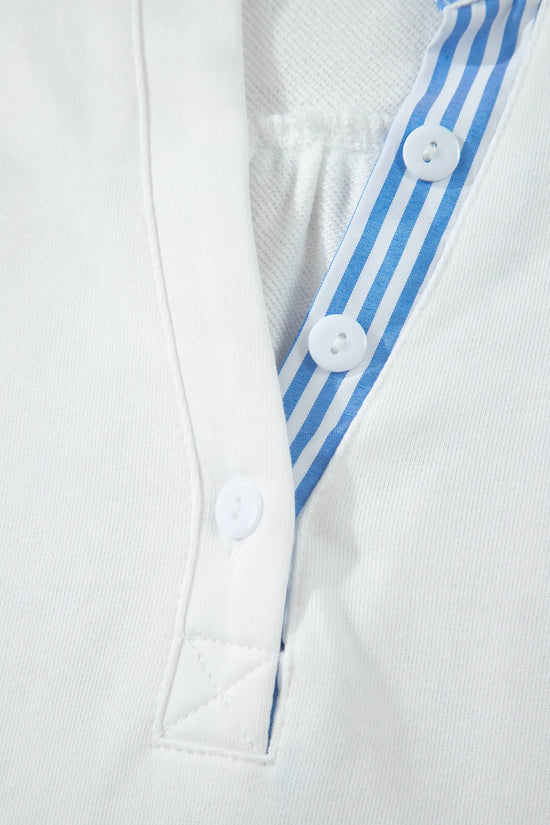 Striped frilled collar puff sleeve button front cotton blouse blouses