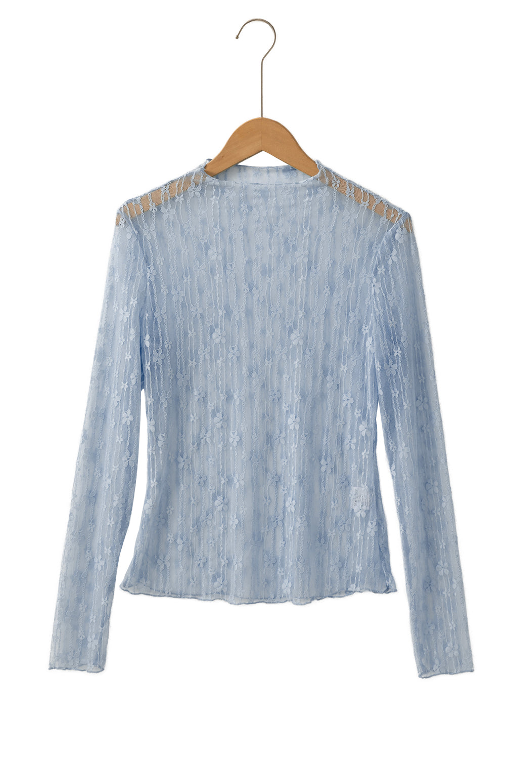 Sheer Floral Lace Slim-Fit Top
