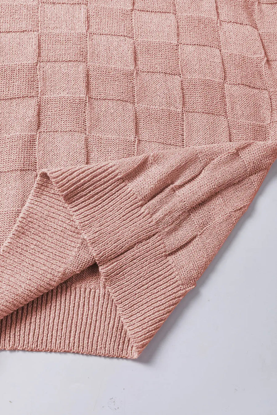 Dusty pink lattice knit short sleeve sweater sweaters