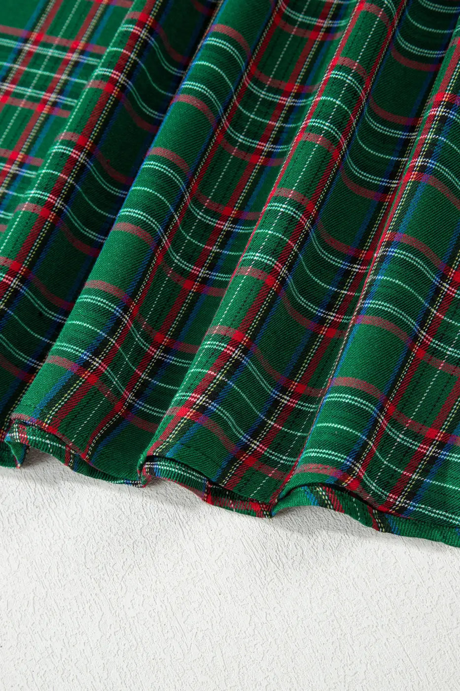 Red green tartan plaid flared midi dress dresses