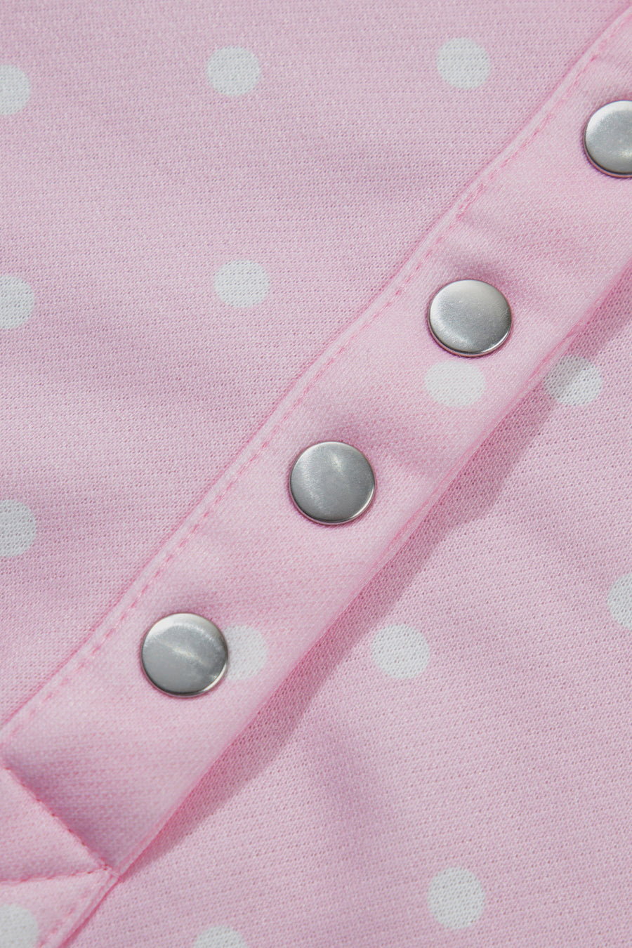 Pink Polka Dot Metal Button Collar Pullover Sweatshirt Women UK