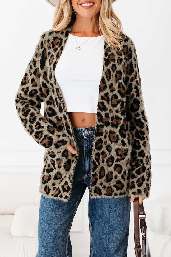 Brown Leopard Open Cardigan