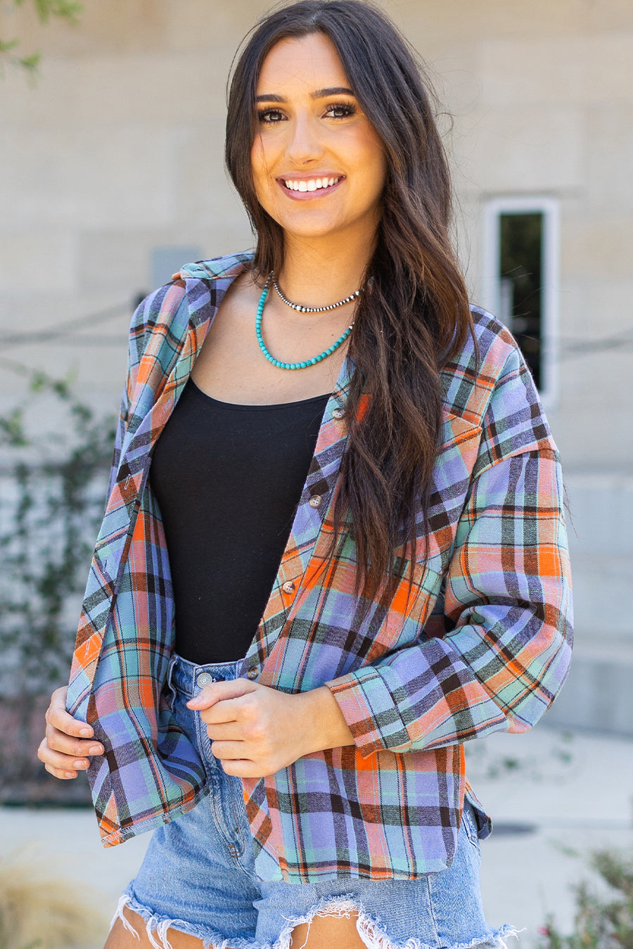 Plaid Print Loose Fit Cotton Shirt Women UK | Western