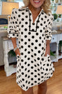 Polka Dot Collar Pocketed Mini Dress