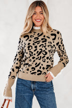 Leopard Lace Cuff Knit Sweater