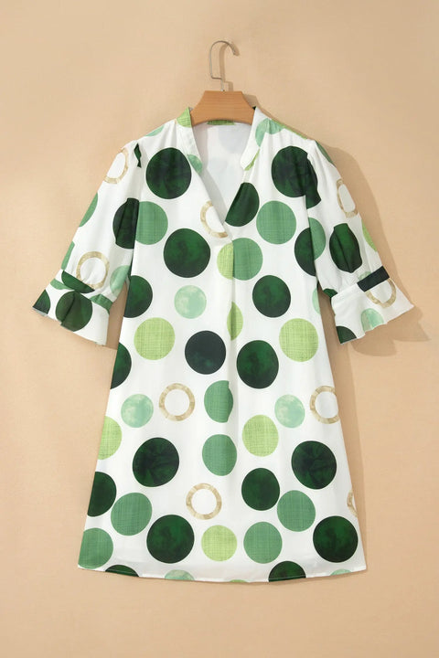 Polka Dot Flounced Half Sleeve Mini Dress Women UK