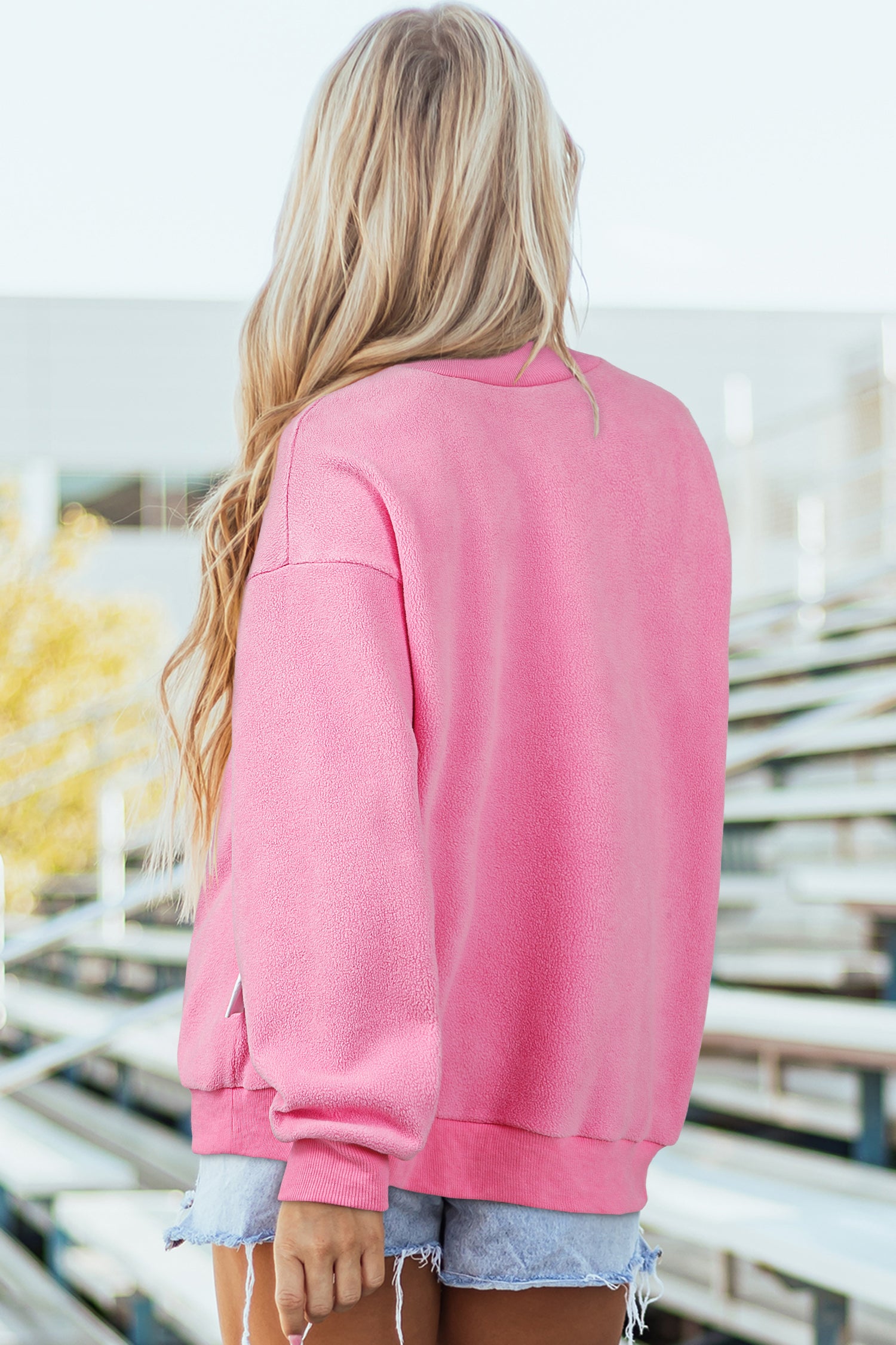 Drop Shoulder Reversible Mock Neck Sweatshirt Women UK