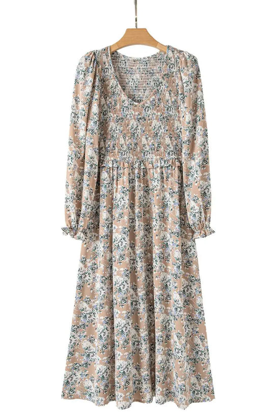 Maple grove floral maxi dress smocked puff sleeve | boho style