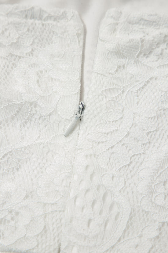 White Lace Overlay Spaghetti Strap Maxi Dress