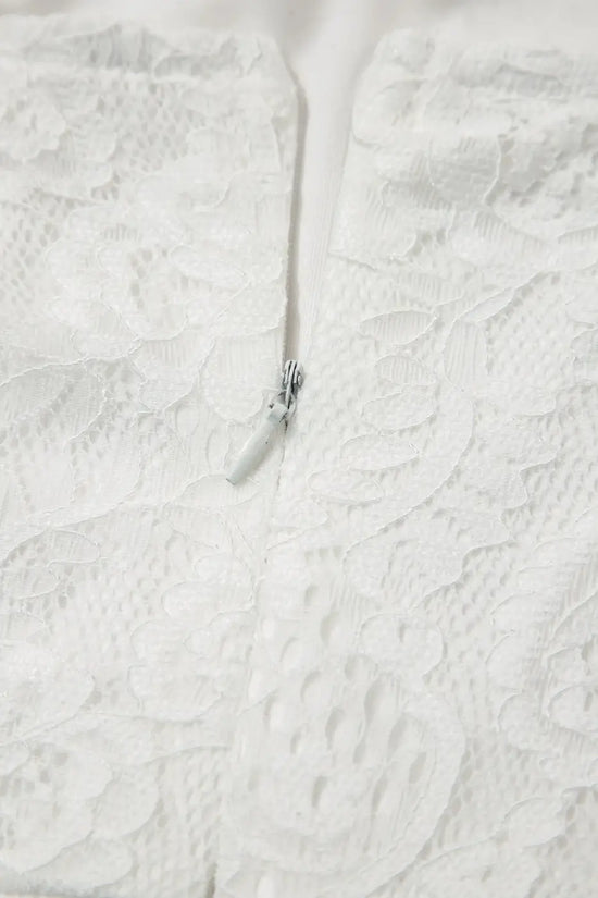 White Lace Overlay Spaghetti Strap Maxi Dress