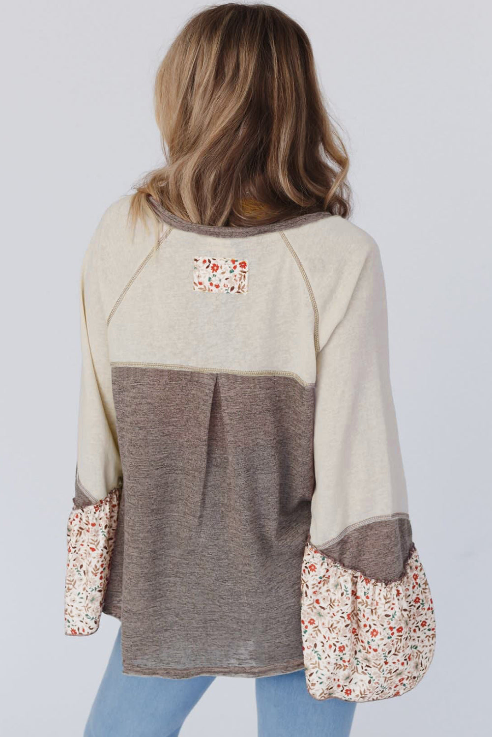 Blossom Henley Top with Flared Sleeves