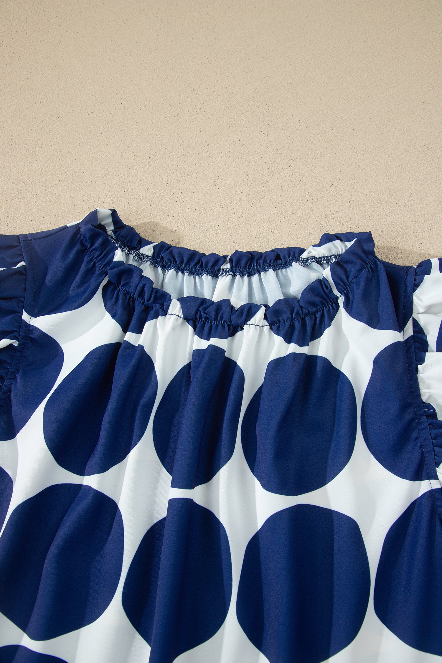 Polka Dot Frill Trim Round Neck Sleeveless Shift Tank Top