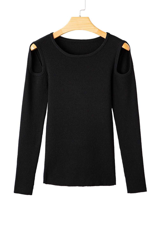 Cold Shoulder Black Sweater