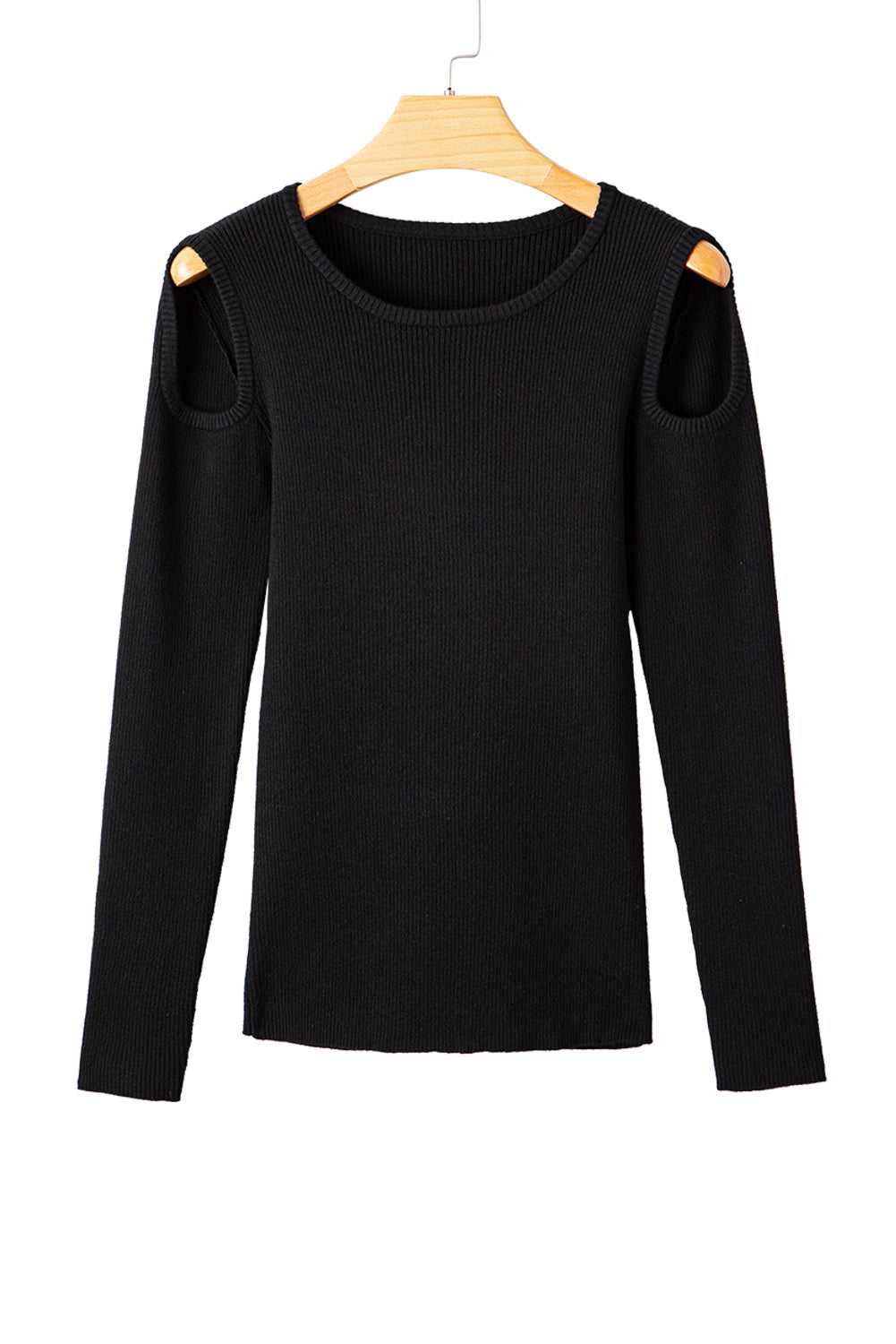 Cold Shoulder Black Sweater