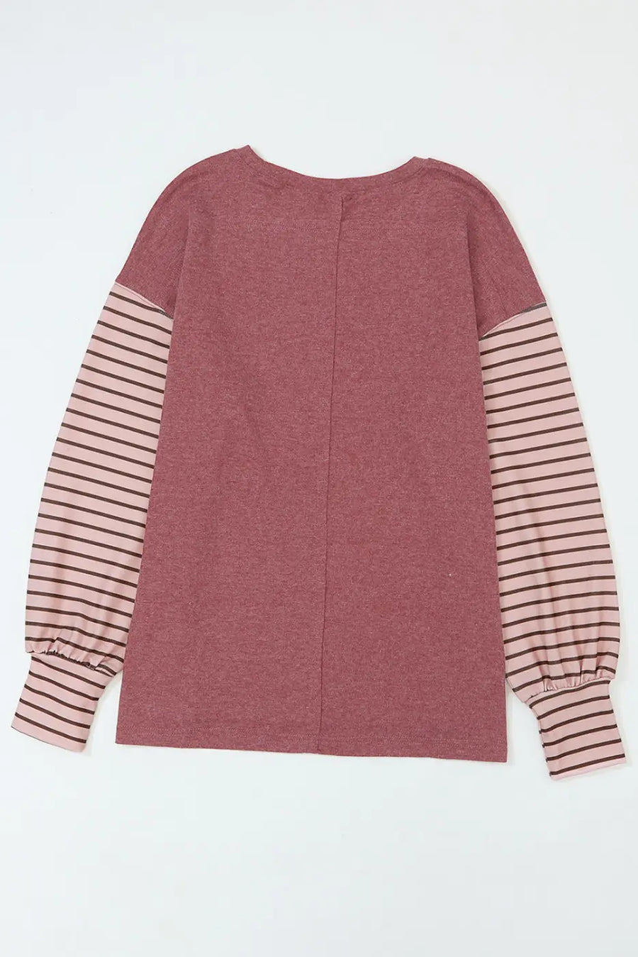 Green colorblock bishop sleeve top - striped casual chic