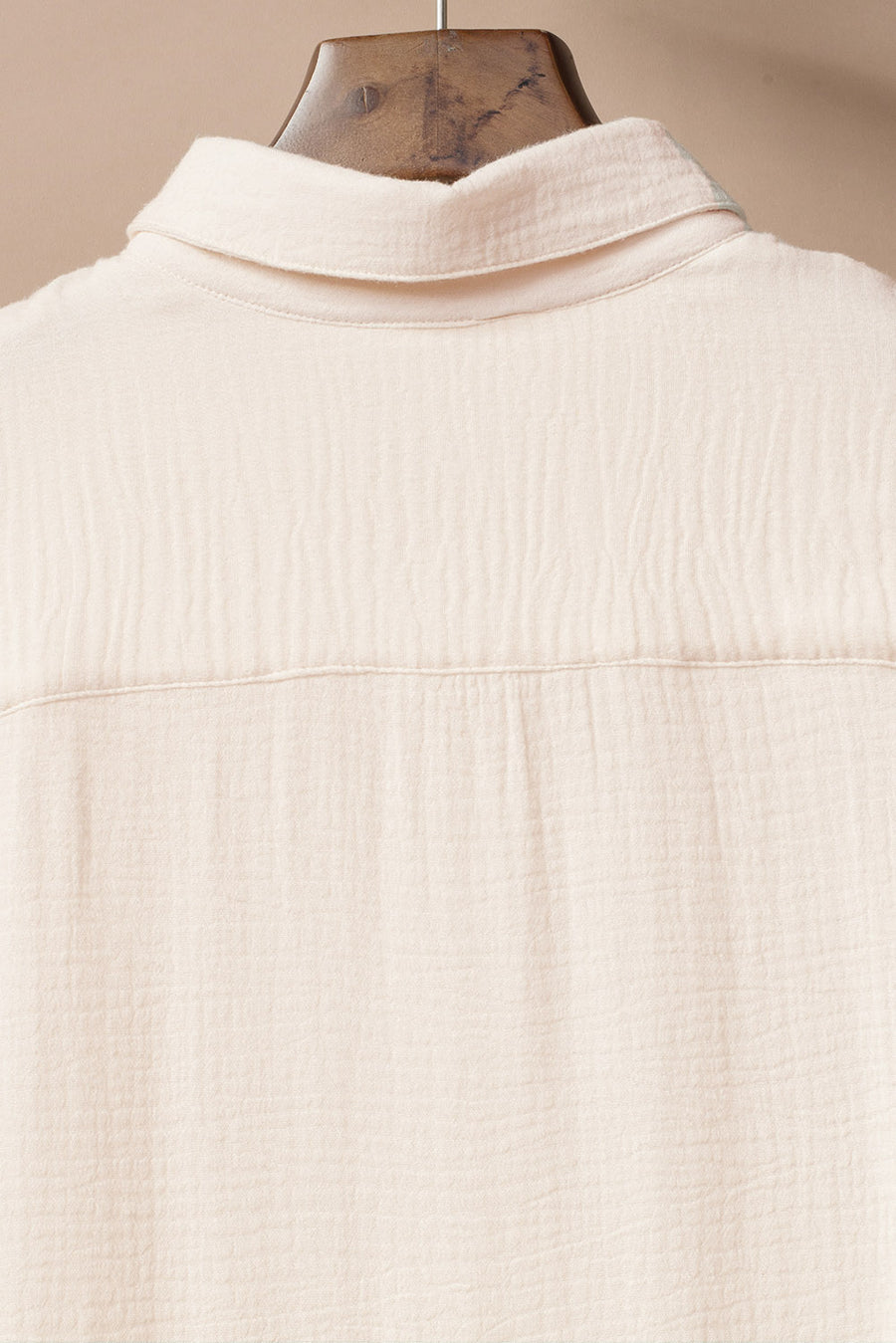 Apricot Crinkled Buttons Maxi Beach Dress with Slits