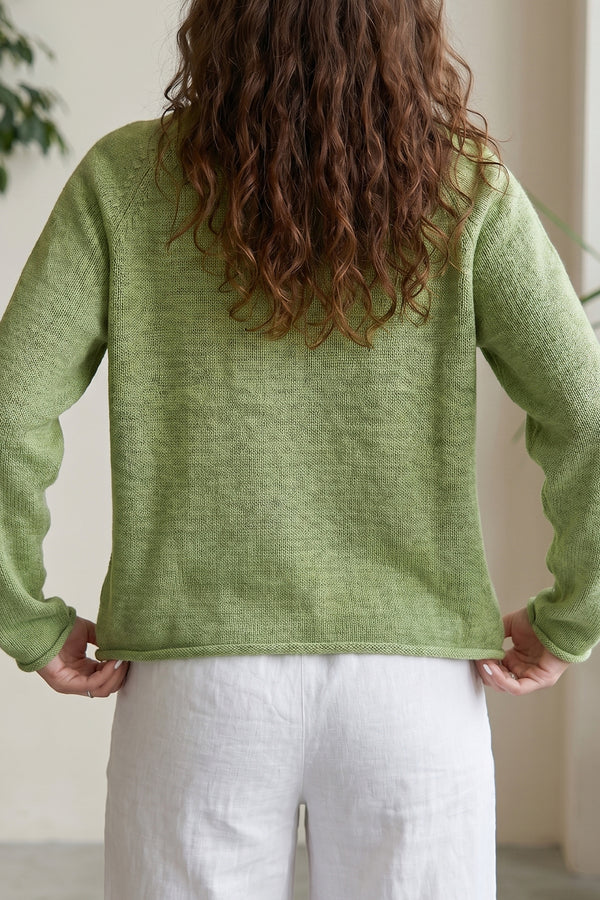 Fish Knit Oversized Round Neck Sweater