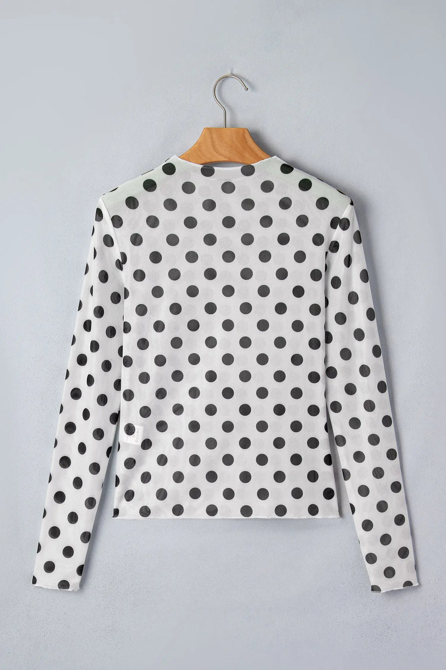 Polka Dot Sheer Long Sleeve Round Neck Top Women UK — styled outfit look | Fashionfitz UK