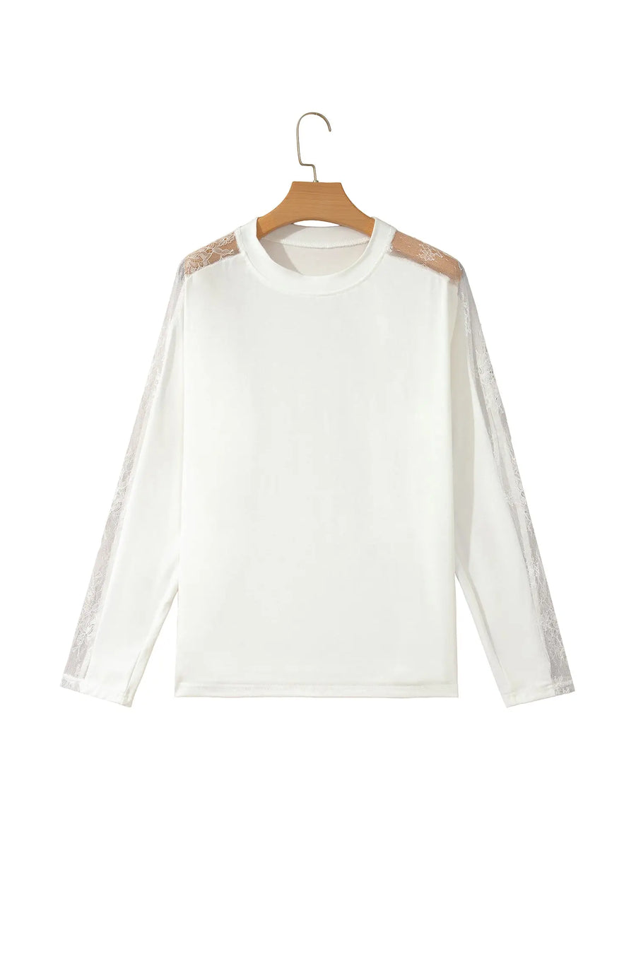 Sheer Lace Splicing Long Sleeve Shift Top Women UK — side view second option | Fashionfitz UK