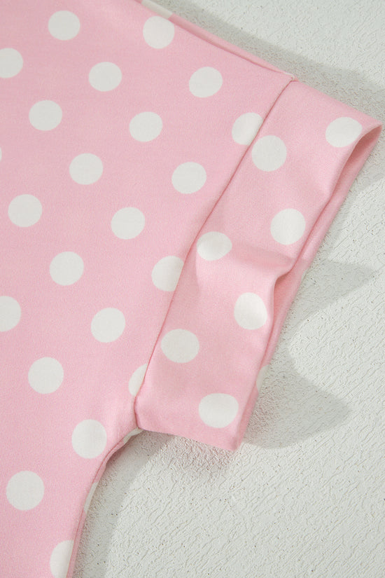 Polka Dot Mock Neck Short Sleeve Top & Shift Trousers Co-Ord Set