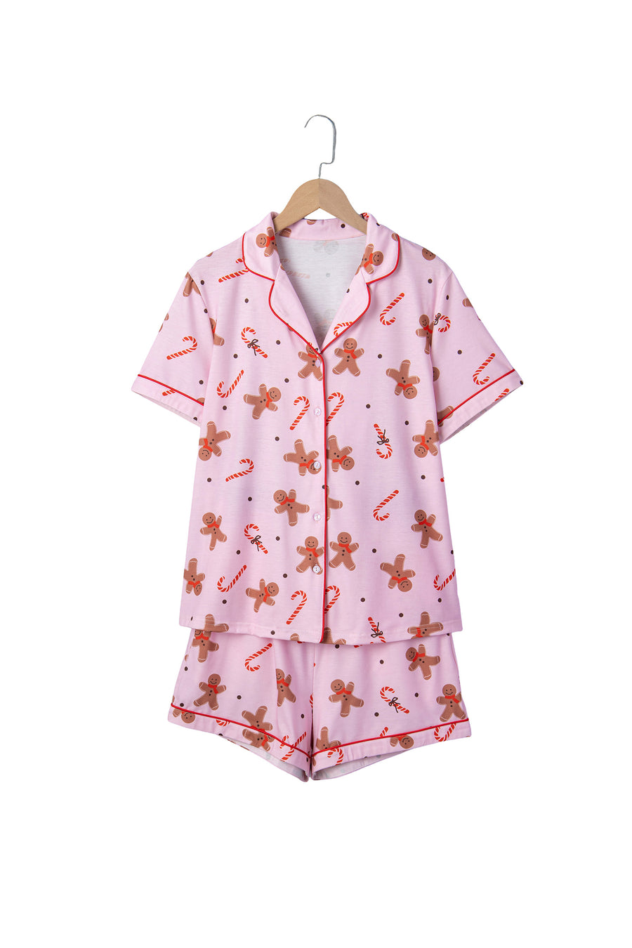 Pink Shell Button Elastic Waist Lounge Set Women UK